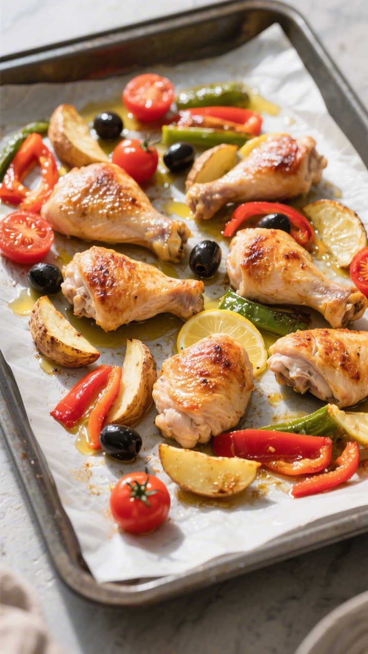 Cooking process overhead: Tasty of the sheet pan mid-bake at the 25-minute mark, showing the vegetab